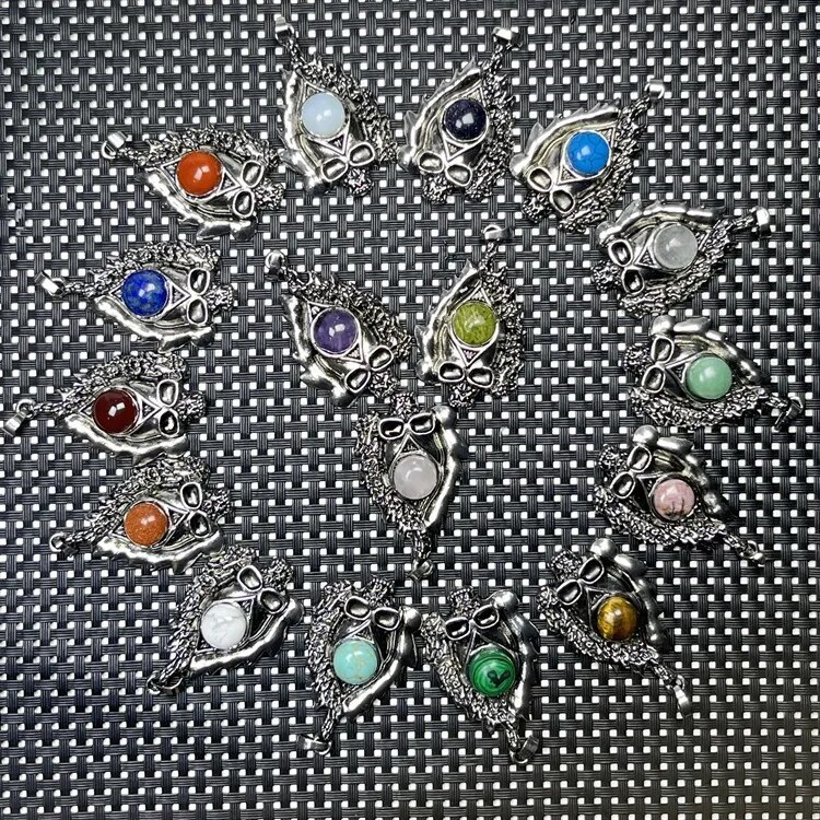 3P Fashion Gothic Skull Keychain Silver Skeleton Stone Pendant Keyring Jewelry