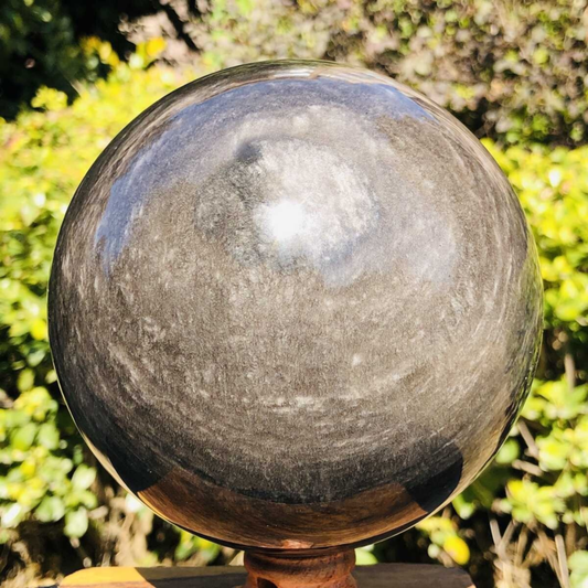 2280G HUGE Natural Silver Obsidian Sphere Crystal quartz Ball Healing 778