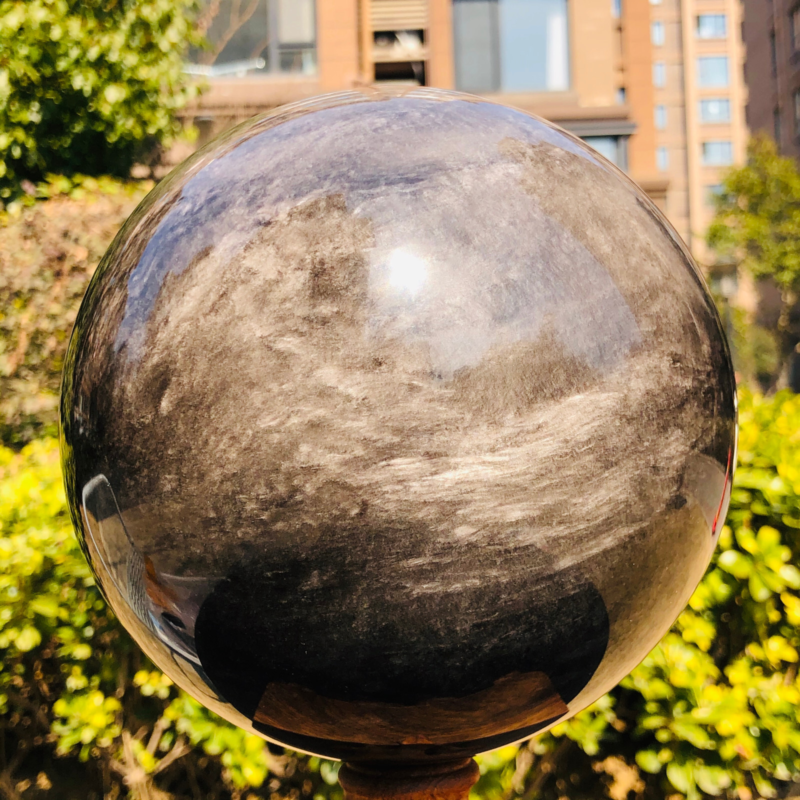 11.35LB Natural Silver Obsidian Quartz Crystal Ball Sphere Healing HH302