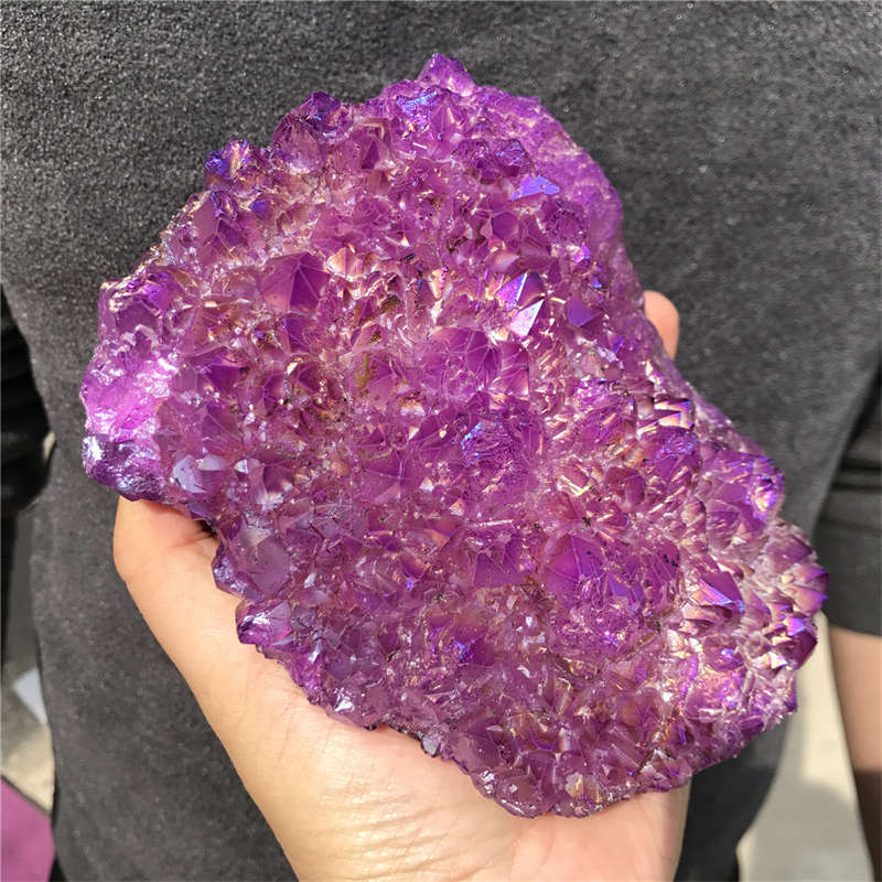 1.18kg Electroplate Rainbow cluster quartz crystal mineral specimen reiki healin