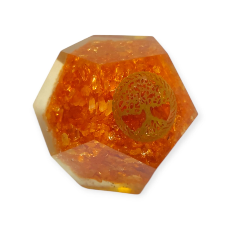 Orange Aventurine Orgonite Dodecahedron Crystal Tree Of Life Healing 40-45MM