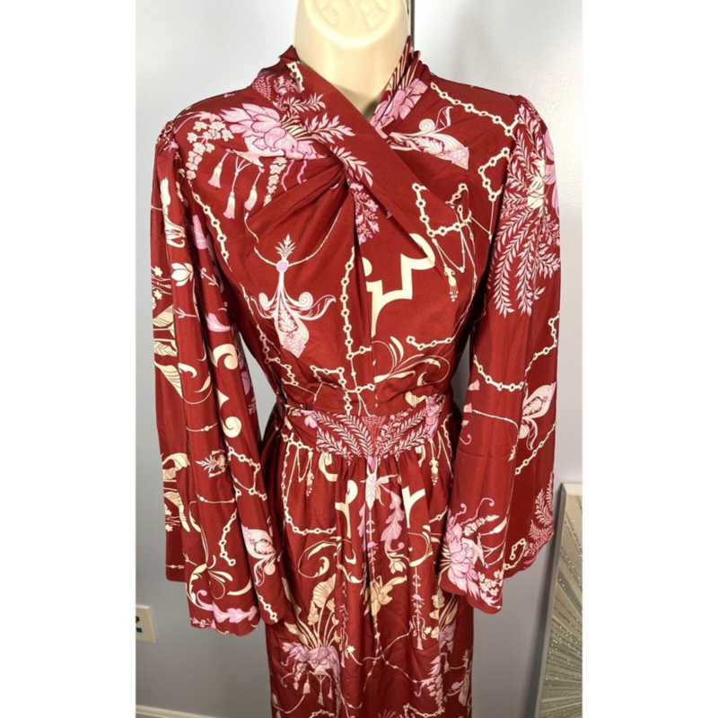 NWT JOHANNA ORTIZ Silk Hanging Garden Floral Printed Kimono Maxi Dress Sz 0