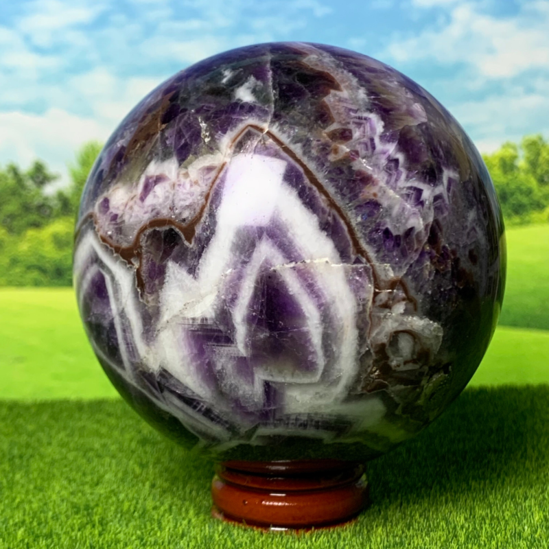 718G Rare High Quality Purple Dream Amethyst Quartz Crystal Sphere Healing Ball