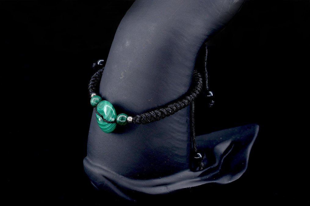 First quality natural Malachite rope bracelet - Height: 16 mm - Width: 16 mm- 9 g