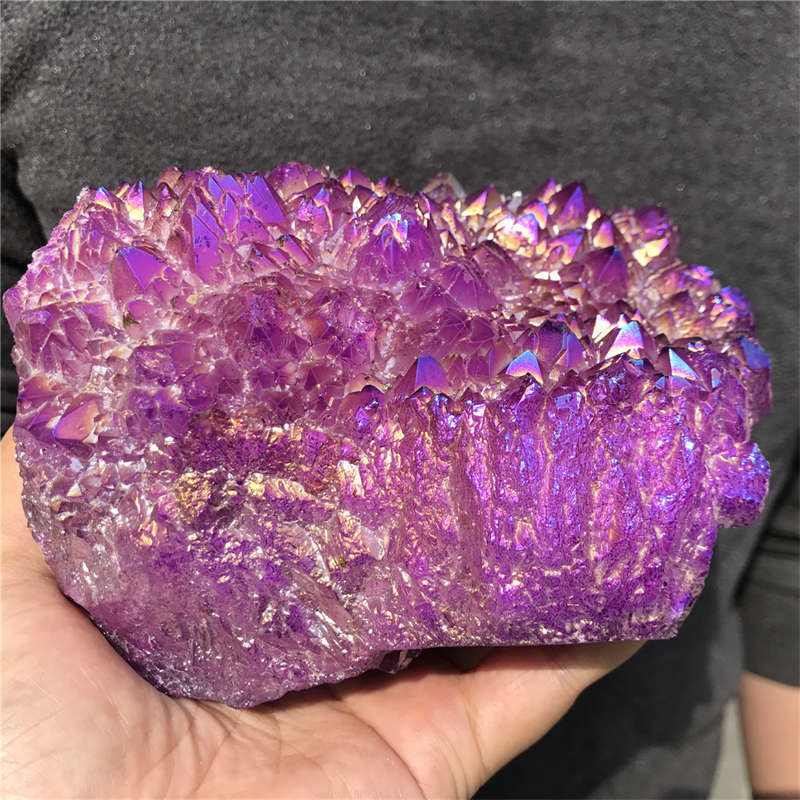 1.18kg Electroplate Rainbow cluster quartz crystal mineral specimen reiki healin