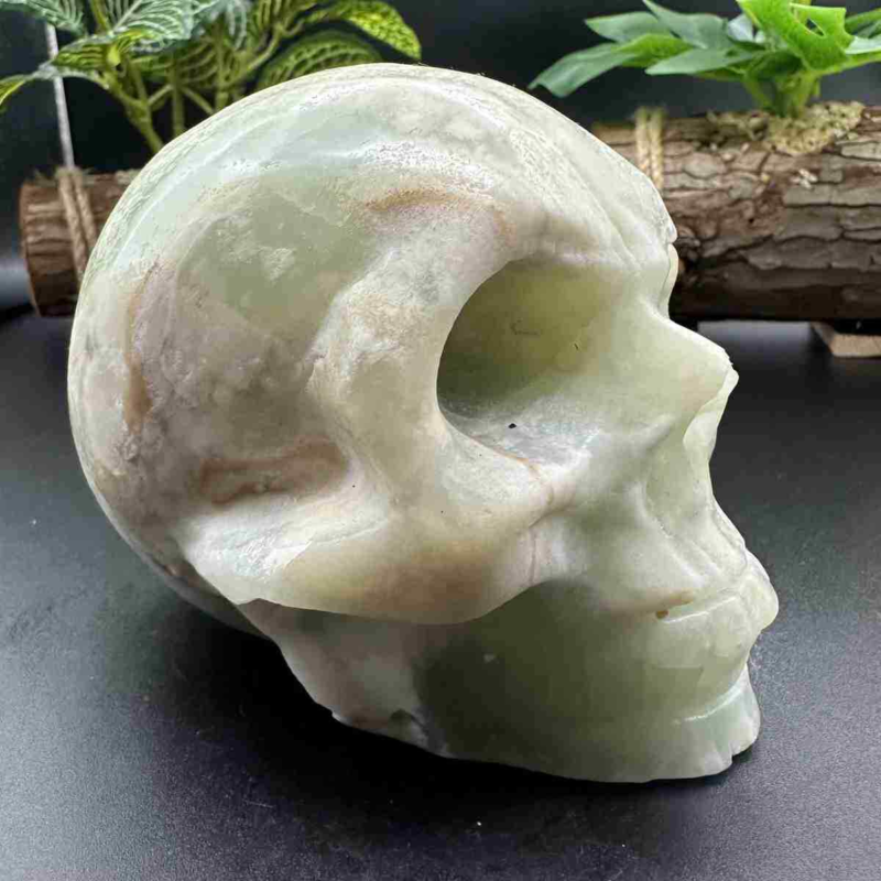 1545g natural Caribbean calcite hand carved skull quartz crystal healing decor