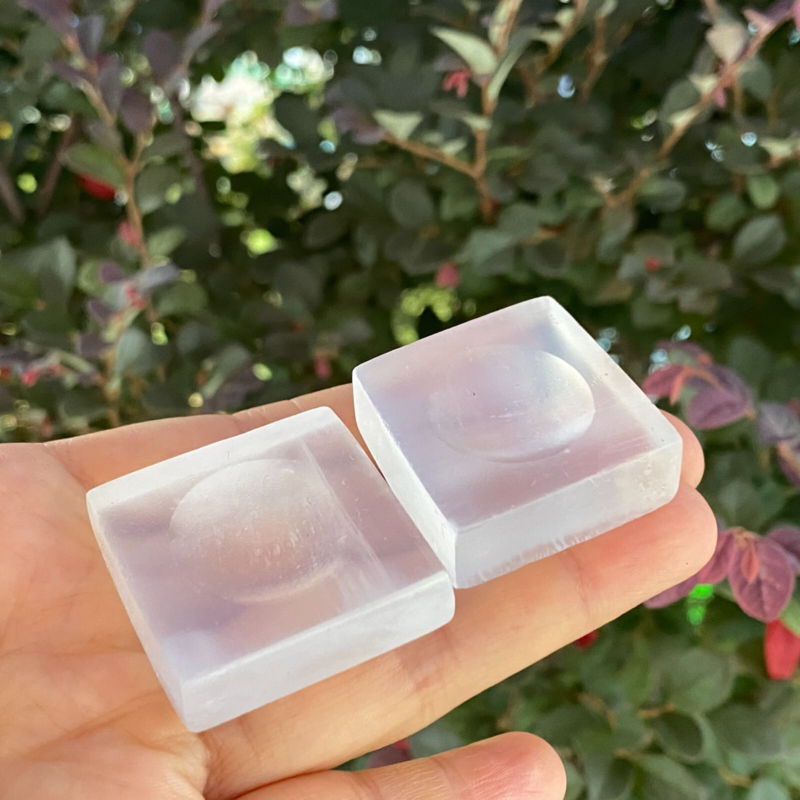 TOP Natural Gypsum Selenite quartz ball stand hand carved crystal healing 5PC