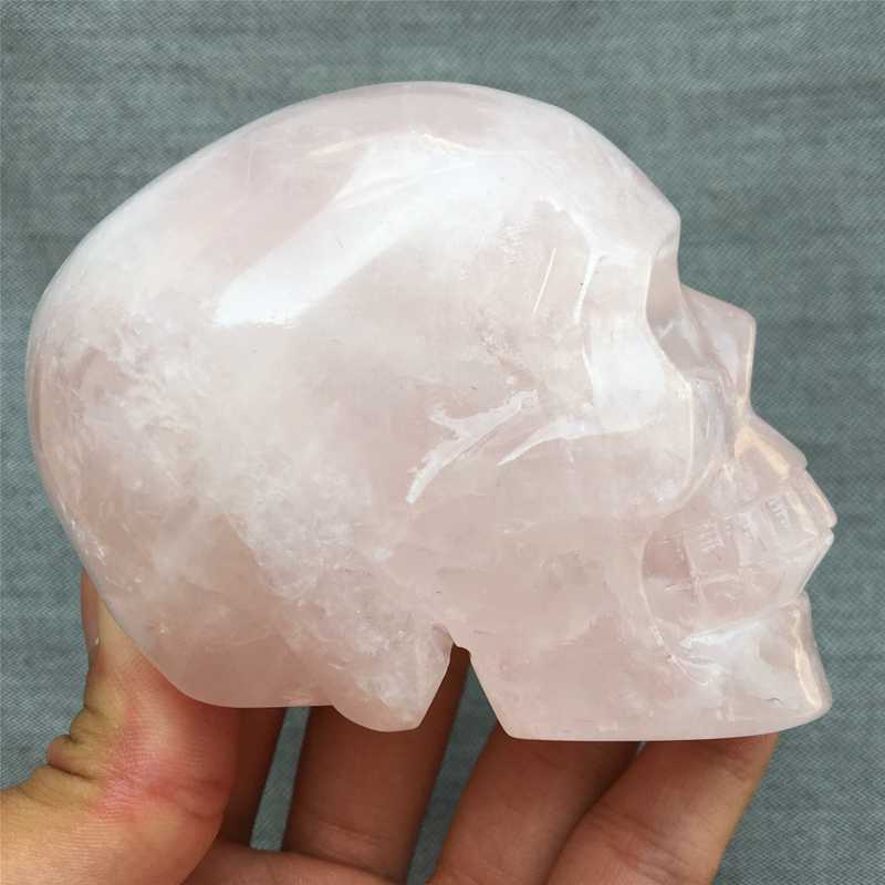 0.55kg Natural rose quartz skull carved Quartz Crystal skull Healing