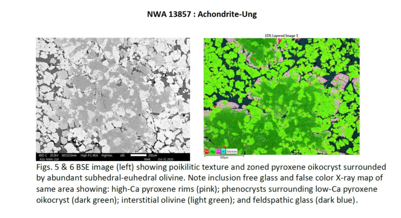Meteorite NWA 13857 - Achondrite Ungrouped - Subhedral-Euhedral Olivine (52%)