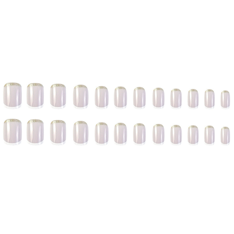 Nude Color Glitter False Nail Medium Square Press on Nails for Nail Art 24pcs