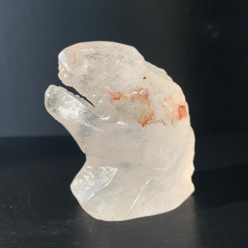 1Natural Transparent Quartz Quartz Hand Carved Crystal Dinosaur Skull Healing