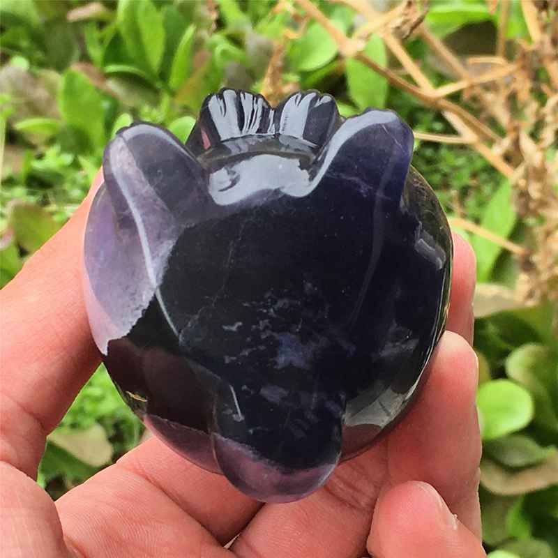 0.34kg Natural fluorite rabbit carved Quartz Crystal skull Healing