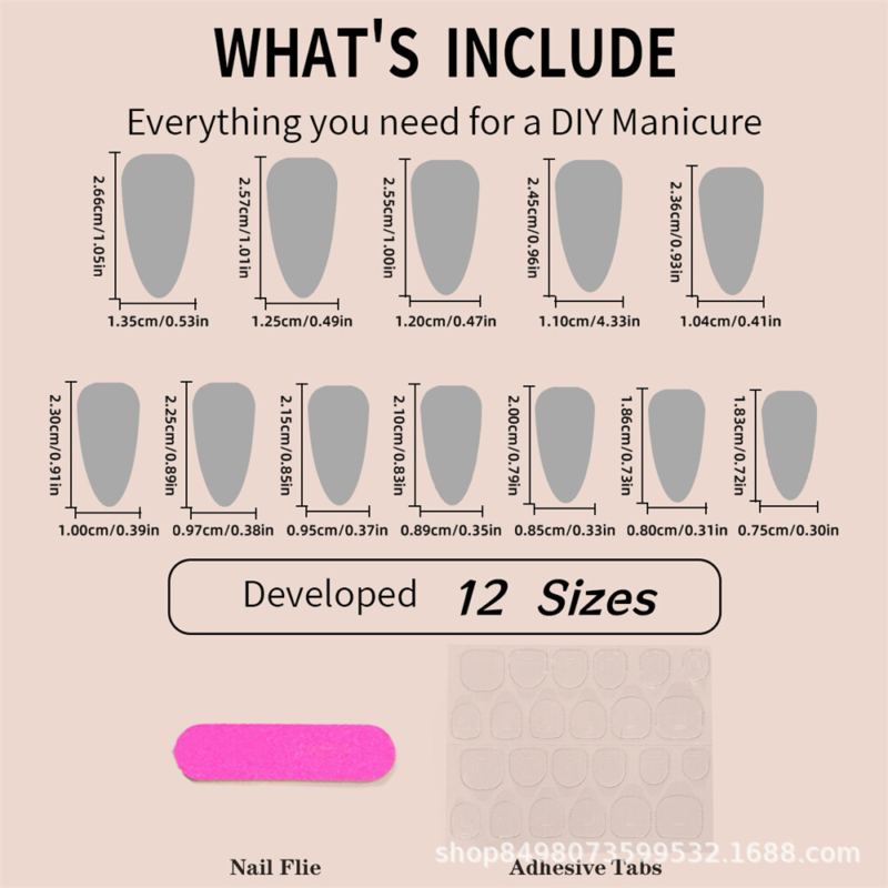 Pure Color Mirror False Nail Short Almond Press on Nails for Nail Art 24pcs