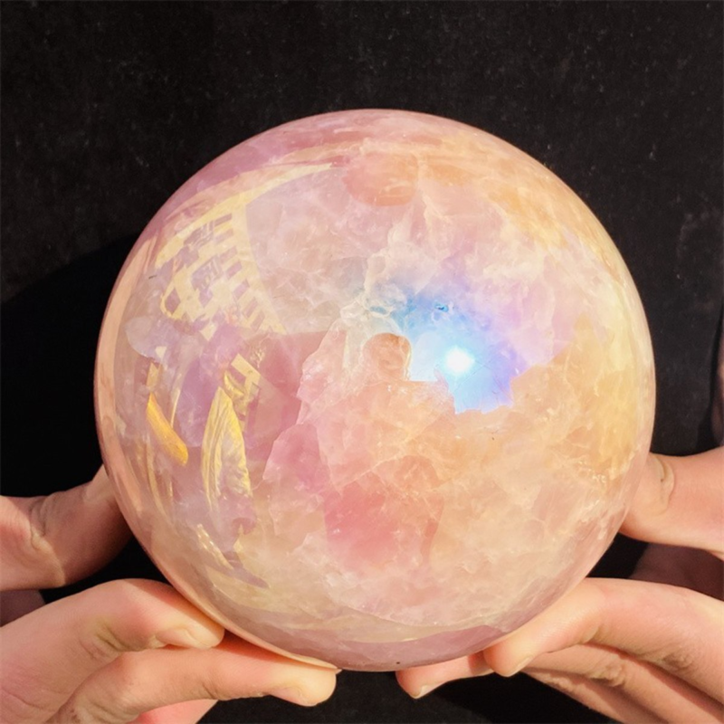 2210g Rose Crystal Ball Treasure electroplated Powder Energy Healing Sphere
