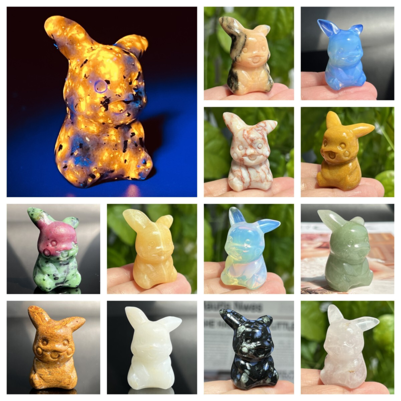 1.5" Natural quartz carved Pikachu skull Quartz crystal skull reiki healing