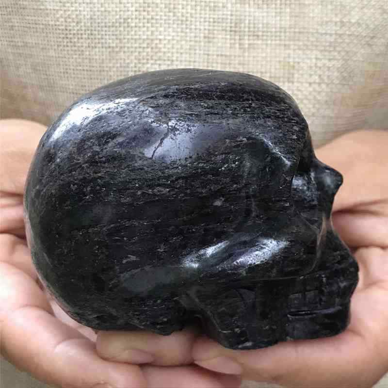 0.41kg Natural black jade quartz skull carved Quartz Crystal skull Healing
