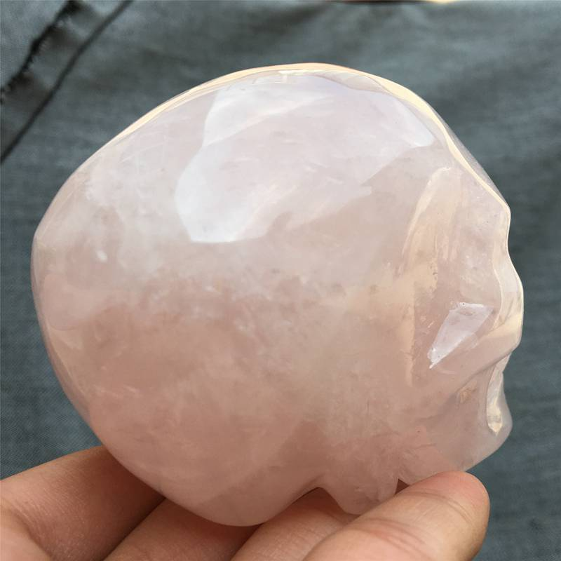 0.55kg Natural rose quartz skull carved Quartz Crystal skull Healing