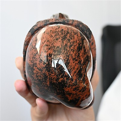 1.02kg Hand Carved Natural Red Obsidian Santa Hat Skull Reiki Crystal Skull Gift