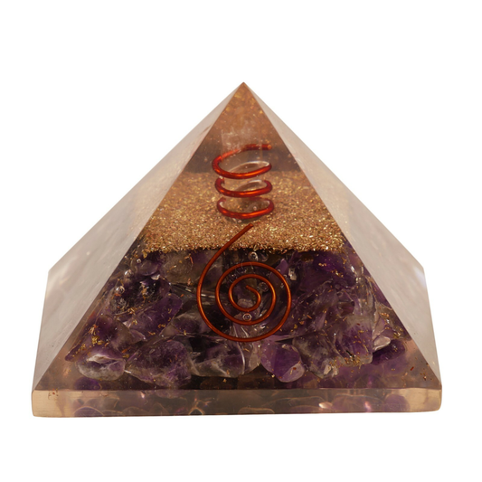 Amethyst Orgone Pyramid EMF Protection Healing Reiki spiritual Free Shipping