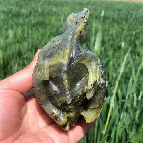 500g Natural carved Unknown Stone dragon Skull reiki quartz crystal skull polish