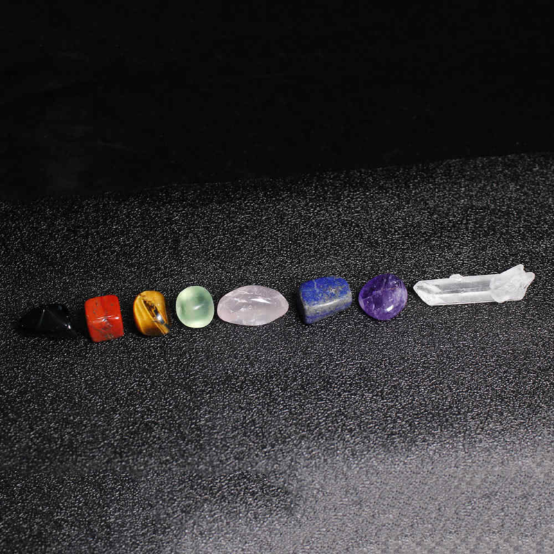7 Chakra Healing Crystal Natural Quartz Reiki Balance Tumbled Stone Set W/ Pouch