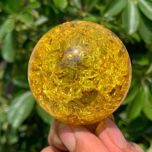 165G Natural Titanium Rainbow Quartz sphere Crystal ball Healing