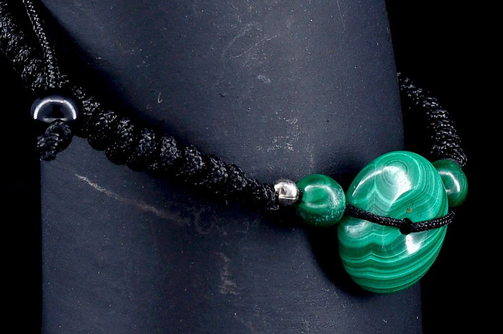 First quality natural Malachite rope bracelet - Height: 16 mm - Width: 16 mm- 9 g