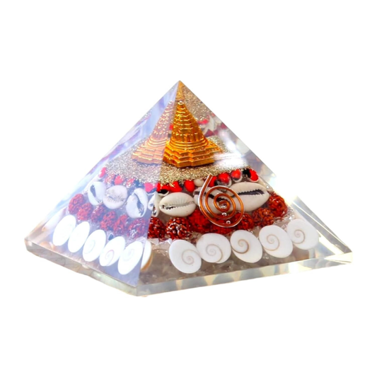4 inch Approx Crystal Natural Gomati Chakra with Shree Yantra Pyramid, Success