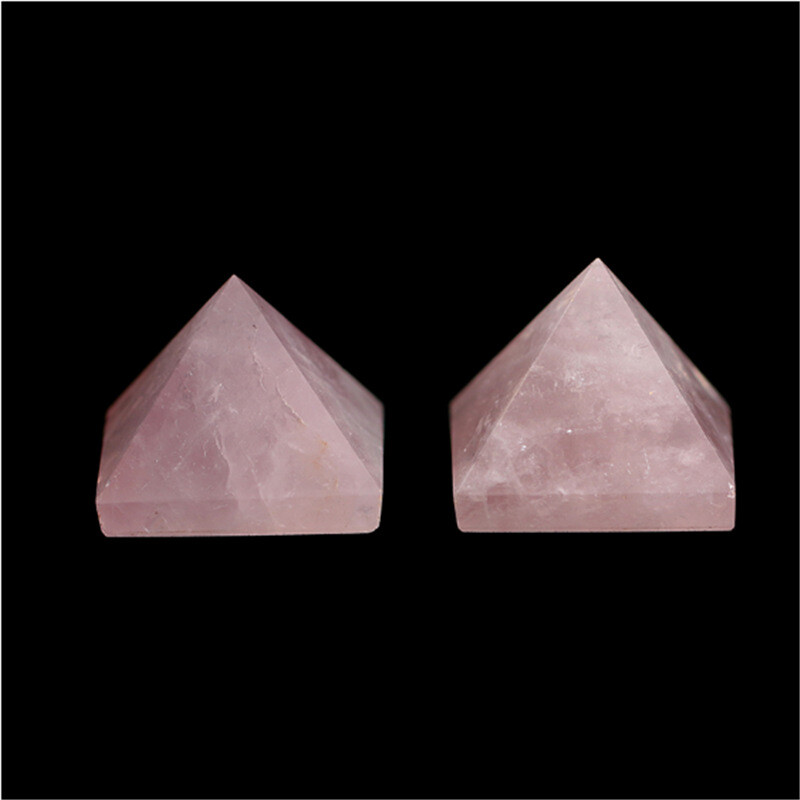 Natural Pink Rose Quartz Crystal Pyramid Healing Mineral Energy Gem Tower Decor