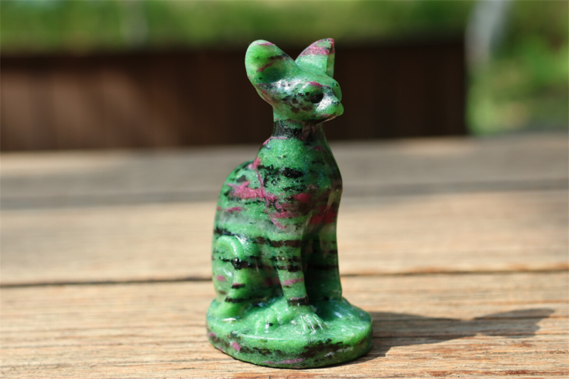 3.1" Carved Natural Zoisite Hairless Cat Statue Skull Quartz Crystal Specimen 1x