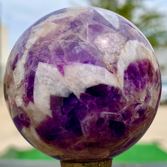 202G Natural beautiful Dream Amethyst Quartz Crystal Sphere Ball Healing