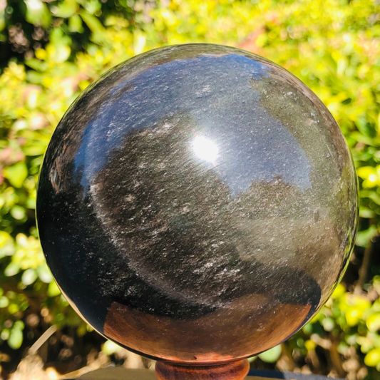 2.26LB TOP Natural Silver Obsidian Sphere Crystal quartz Ball Healing 796