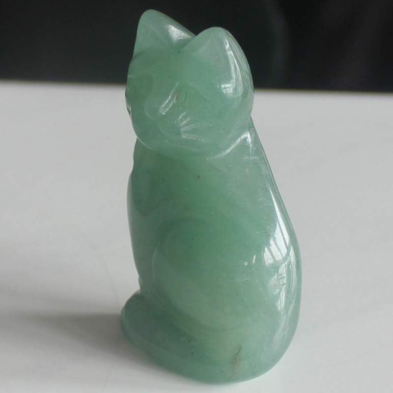 Carved mixed gemstone quartz crystal cat figurine animal carving home decor 2&apos;&apos;