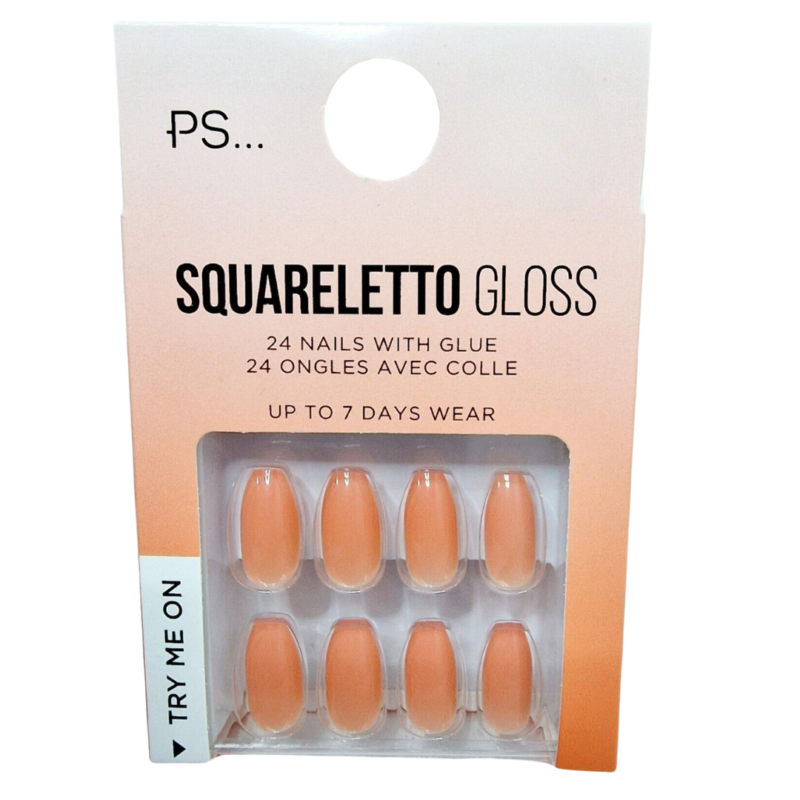 False Nails Press On Fake Tips Stick Coffin Square Full Cover Primark Glue 24pk