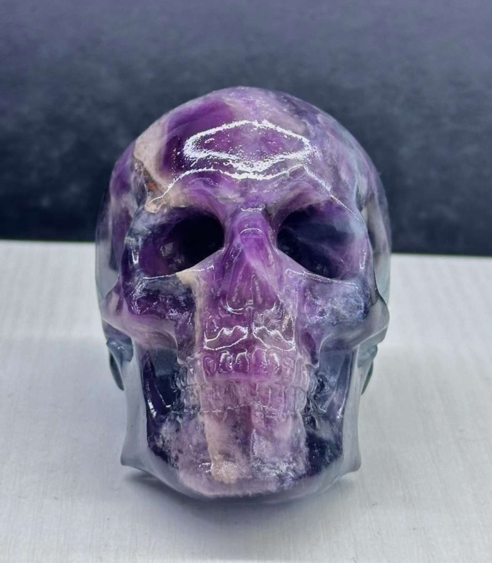 Natural Big skull of colorful fluorite quartz crystal Random 1PC