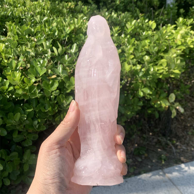 1pc Natural pink Quartz Crystal Madonna stone skull Reiki healing