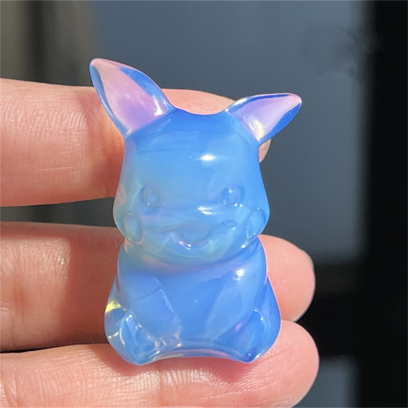 1.5" Natural quartz carved Pikachu skull Quartz crystal skull reiki healing