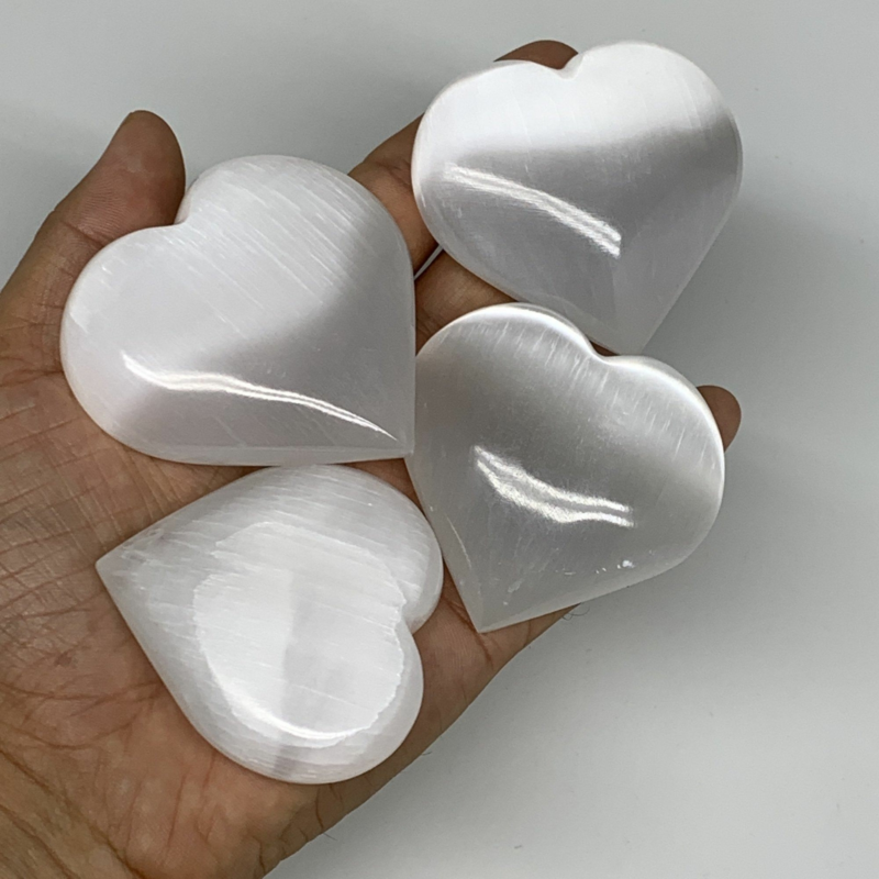 1pc, 2" x 2.3" Small Selenite Heart Crystals, Satin Spar, Desert Rose gypsum