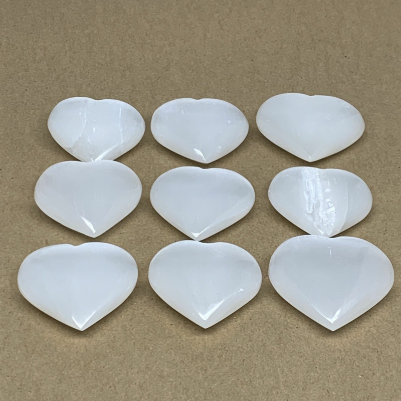 1pc, 2" x 2.3" Small Selenite Heart Crystals, Satin Spar, Desert Rose gypsum
