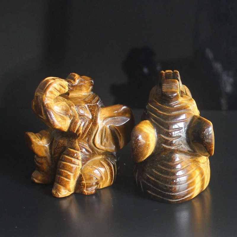 Carved gemstone crystal sitting elephant figurine animal carving home decor 2&apos;&apos;