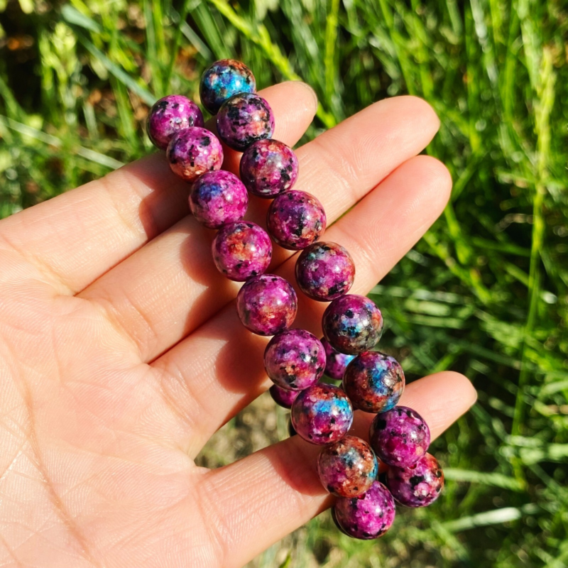 10mm 2pcs Beauty Glittering Color Azurite & Malachite Crystal Beads Bracelet