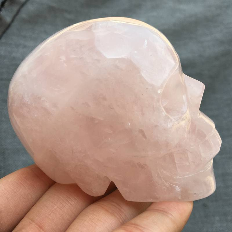 0.55kg Natural rose quartz skull carved Quartz Crystal skull Healing