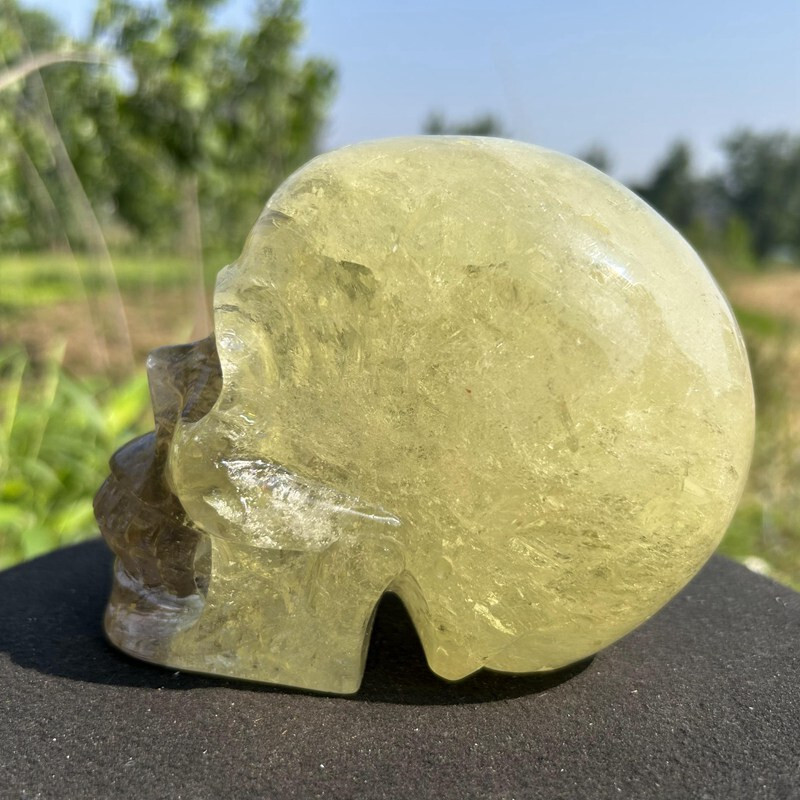 4.2LB Natural smoky citrine Skull Hand Quartz Crystal Skull Reiki Healing