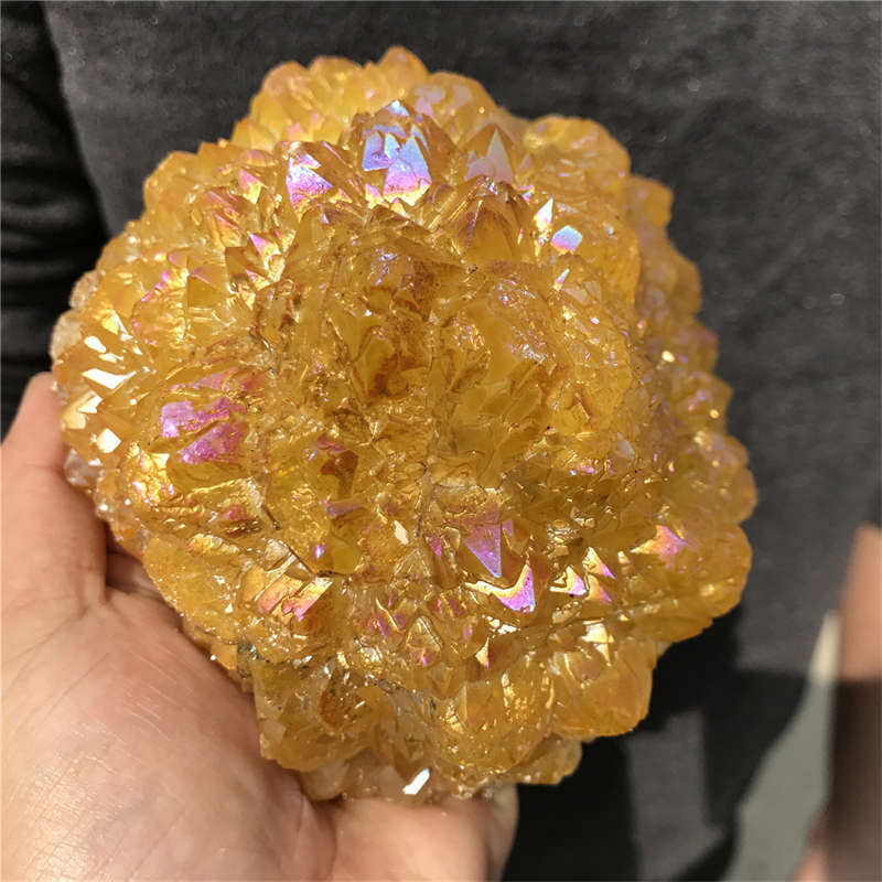 1.25kg Electroplate Rainbow cluster quartz crystal mineral specimen reiki healin