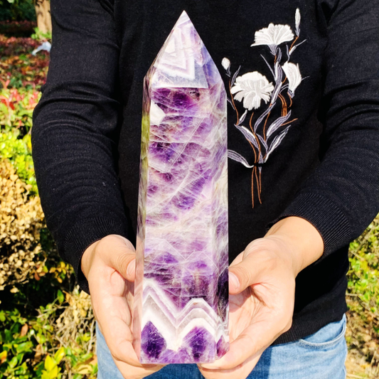 4.26LB Natural Dream Amethyst Quartz Crystal Obelisk Wand Point Healing Stone