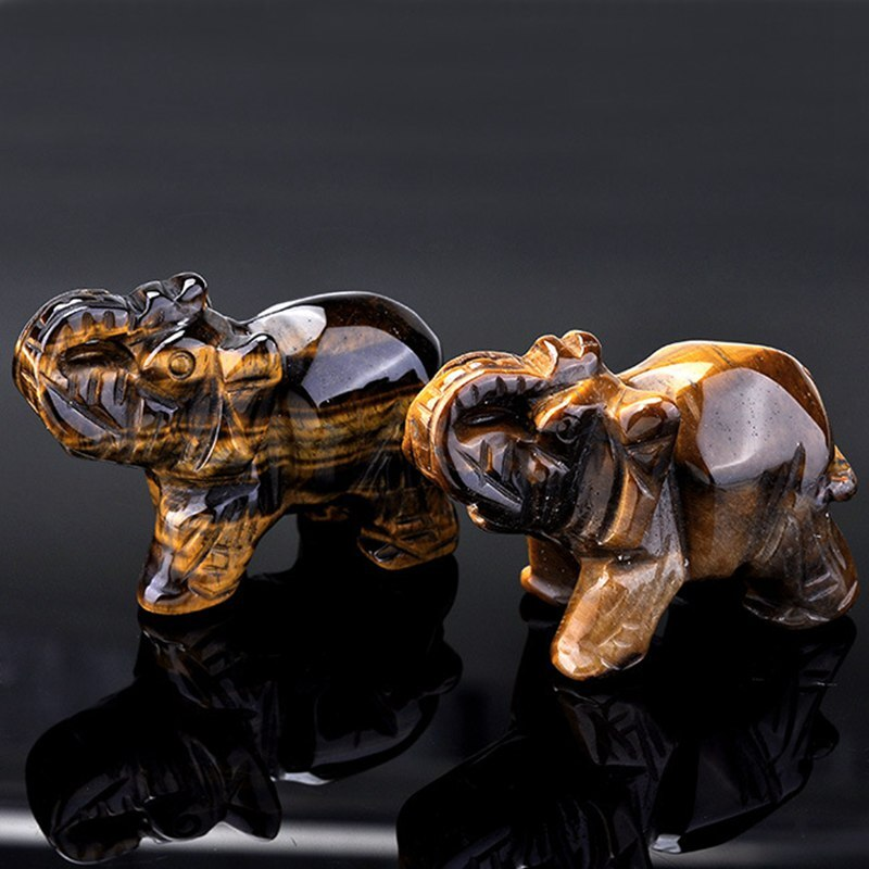 Natural Quartz Crystal Skull Carved Elephant Healing Gemstone Animal Sculpture