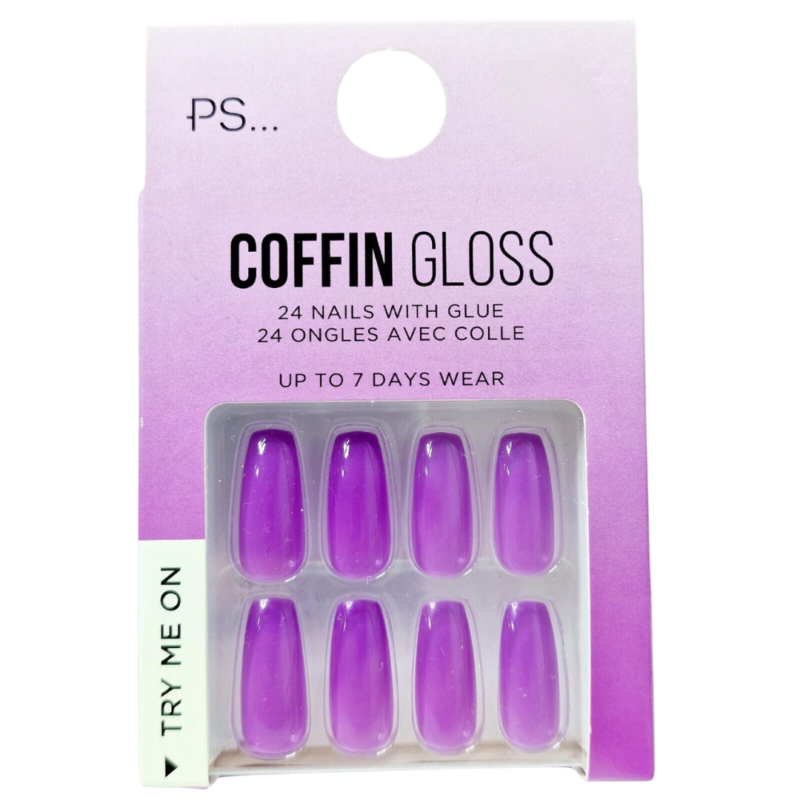False Nails Press On Fake Tips Stick Coffin Square Full Cover Primark Glue 24pk