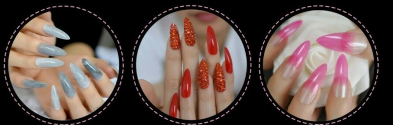 600Pc Long Almond Full Cover artificial Nails Tips Acrylic False Press on Nails