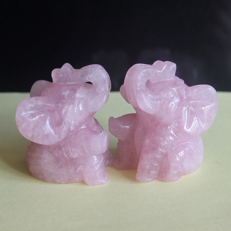 Carved gemstone crystal sitting elephant figurine animal carving home decor 2&apos;&apos;