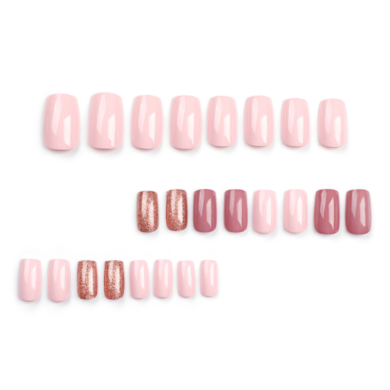 Pure Color Shiny False Nail Medium Square Press on Nails for Nail Art 24pcs